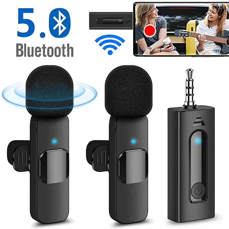 Wireless 3.5mm Lavalier Microphone Bluetooth 5.0 Recording Universal Mini Mic for Camera 1